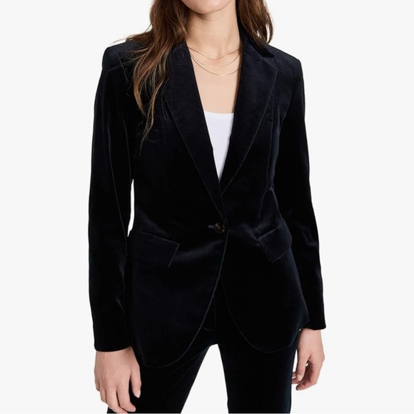 Theory Jackets & Blazers - Theory Black Velvet Blazer with Notched Lapels